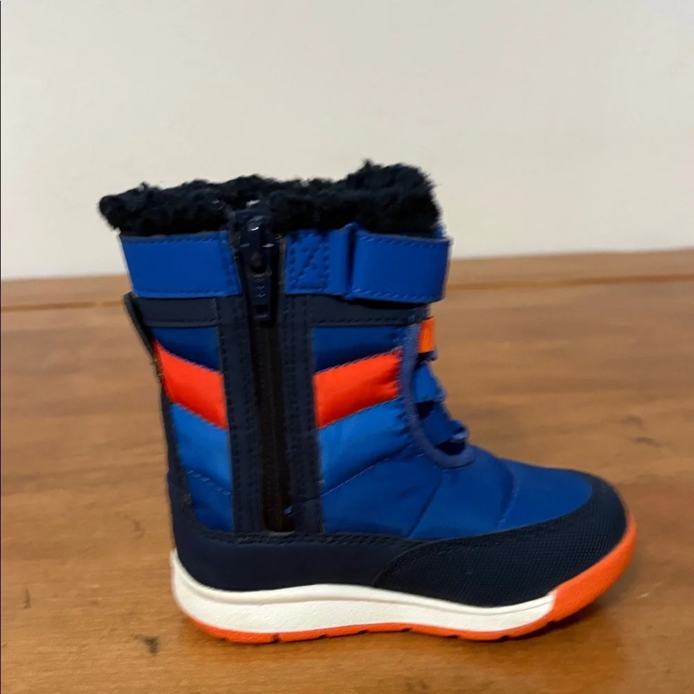 Merrell Alpine Puffer Snow Boot, Blue/Orange, 6 Unisex Little Kid
